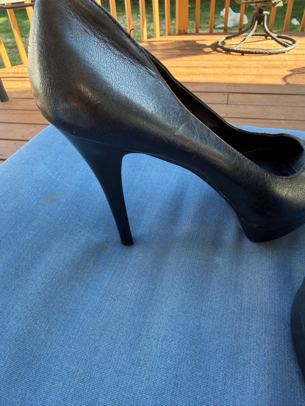 BCBGeneration Black Peep-Toe Leather Pumps - Picture 3 of 5